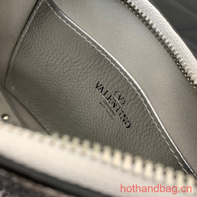 VALENTINO Rockstud calfskin small HOBO bag AG098 silver