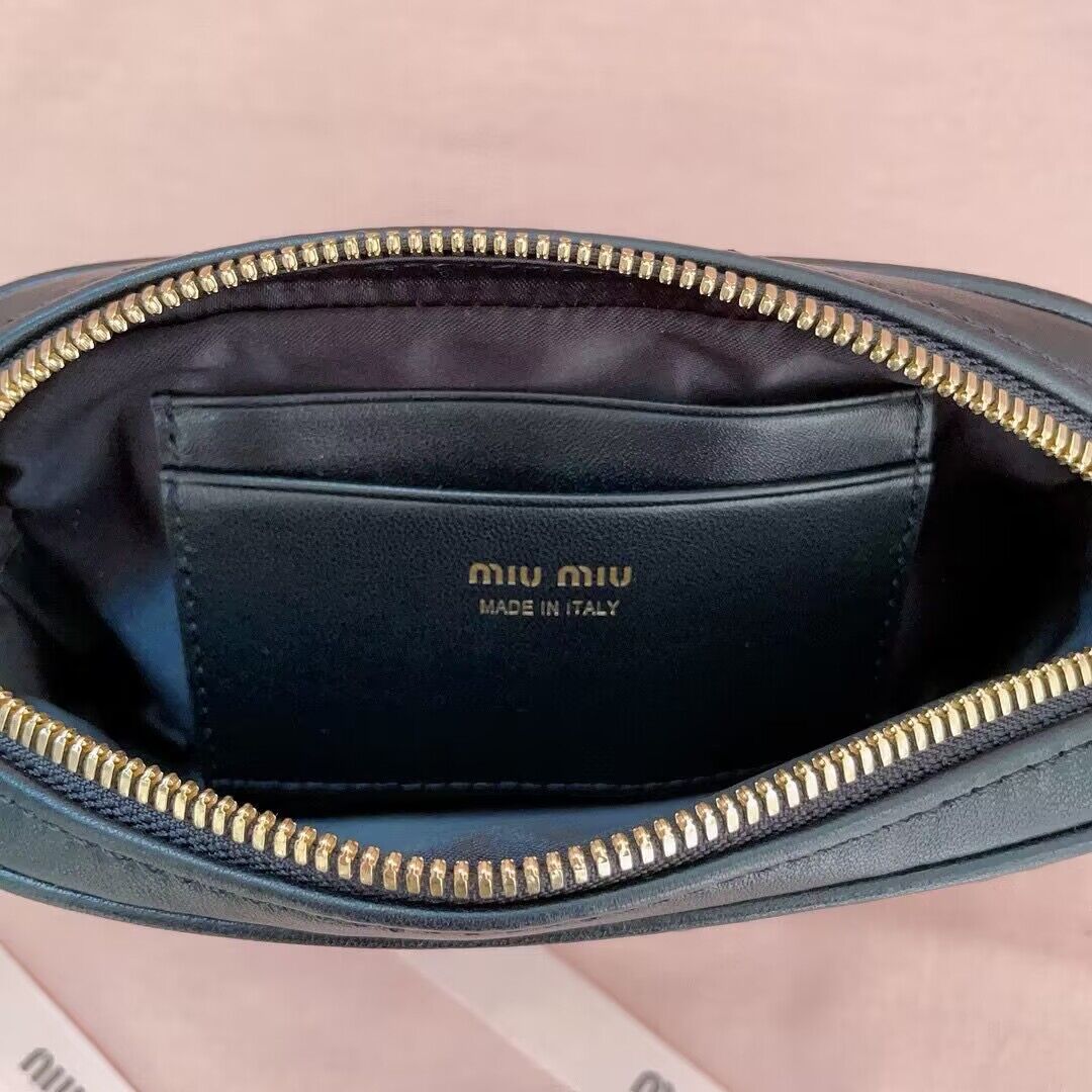 miu miu Matelasse Nappa Original Sheepskin Leather bag 5NE846 Black