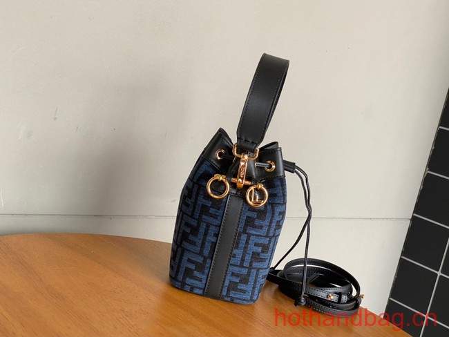 Fendi Mon Tresor Laminated FF jacquard fabric mini bag 8BS010 blue