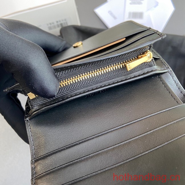 Celine TRIOMPHE COMPACT WALLET IN SHINY CALFSKIN 10K623 BLACK