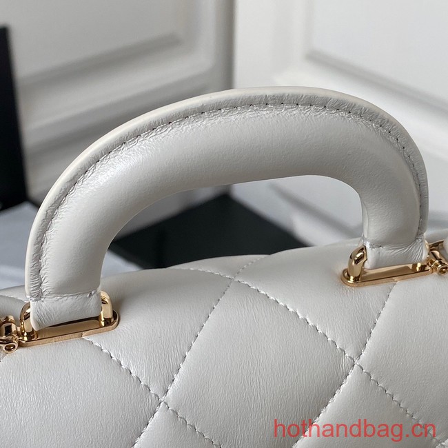 Chanel small flap bag with top handle AS4543 white