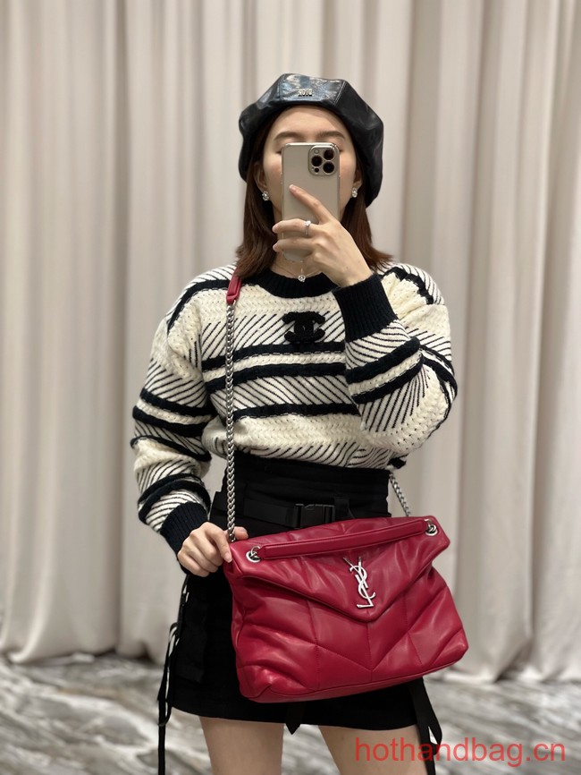 Yves Saint Laurent PUFFER SMALL CHAIN BAG IN QUILTED LAMBSKIN Y577475 red