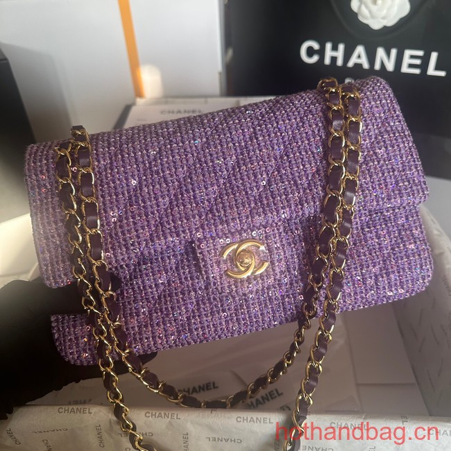 Chanel CLASSIC HANDBAG A01112 Purple