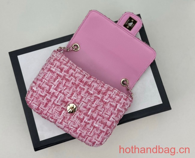 Chanel Tweed CLUTCH WITH CHAIN AS3782 pink