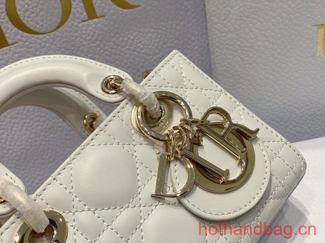 Dior mini Lady D-Joy Bag Cannage Lambskin 9230 white