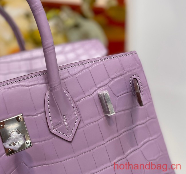 Hermes Birkin 30CM Original Crocodile Leather Bag 5530 Light purple