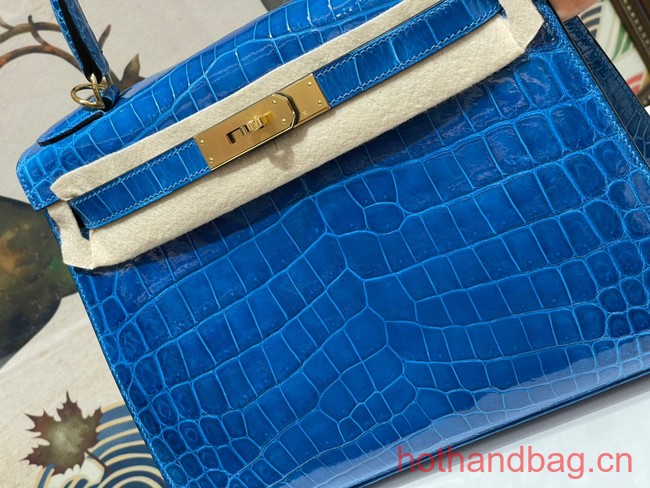 Hermes original Kelly Crocodile Leather 5525 blue