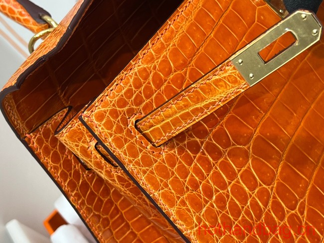 Hermes original Kelly Crocodile Leather 5525 orange