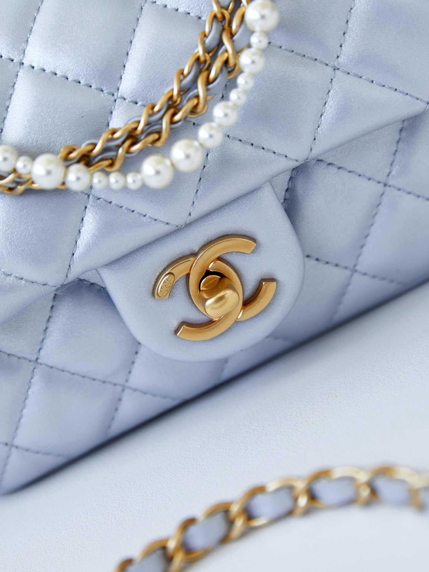 Chanel MINI FLAP BAG AS4385 light blue