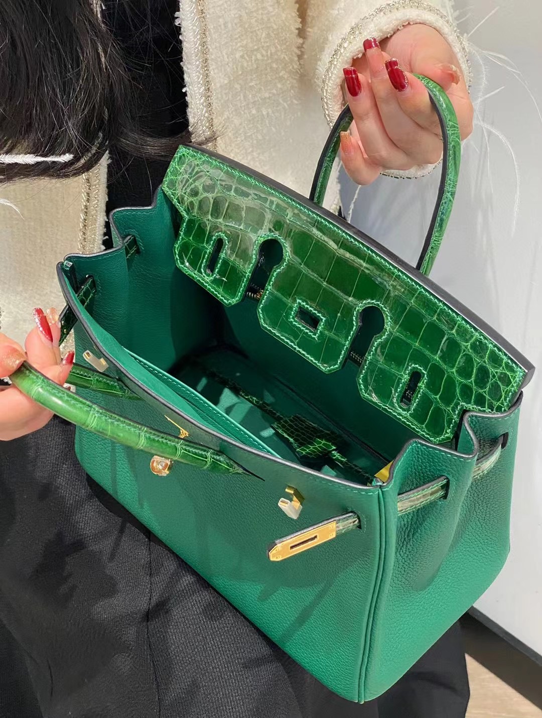 Hermes Birkin Bag Original Leather crocodile togo HBK2530 green