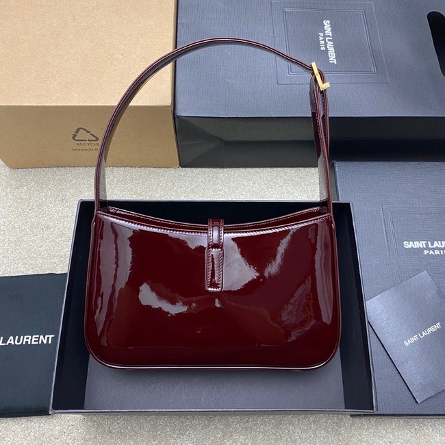 SAINT LAUREN PATENT LEATHER BAG 657228 DARK RED WINE