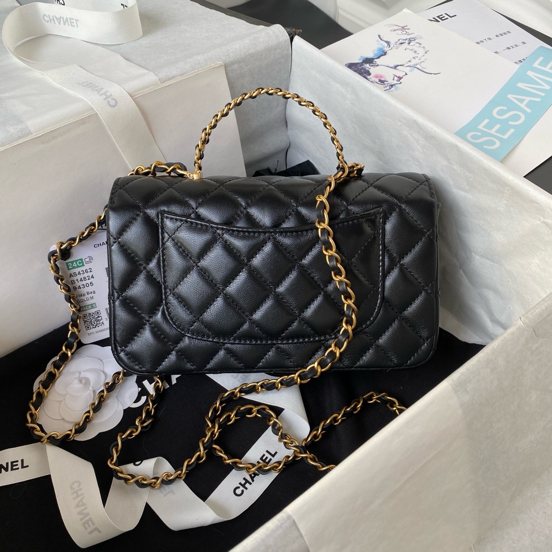 CHANEL FLAP PHONE HOLDER WITH CHAIN AS4362 BLACK