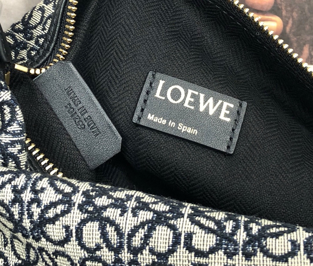 Loewe small Miniature Anagram Jacquard and cow leather bag 651421 black