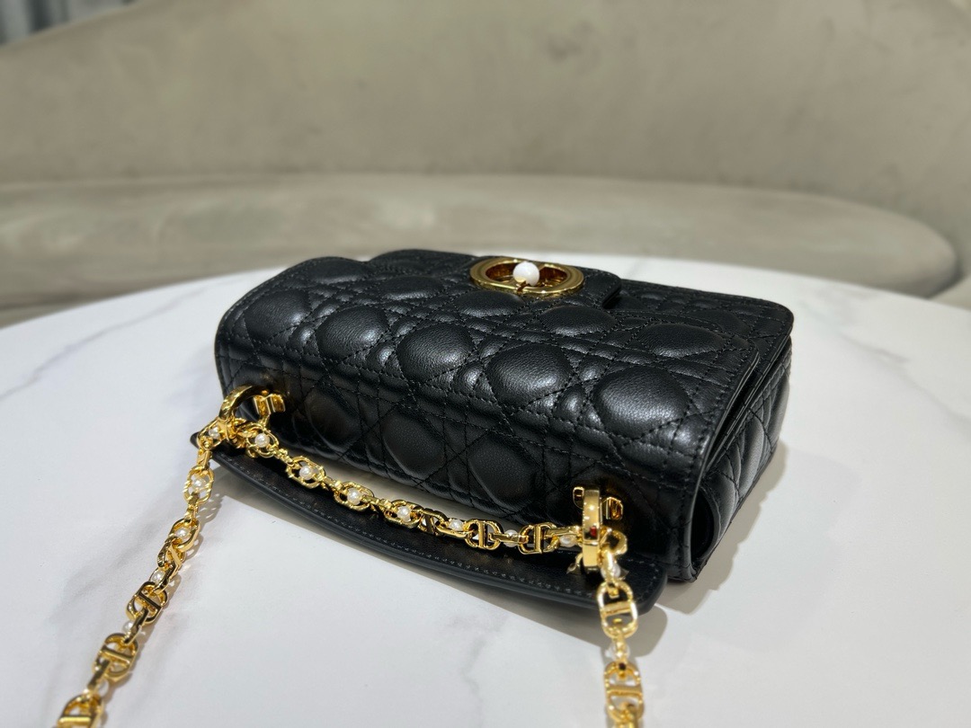 Small Dior Jolie Top Handle Bag Black Cannage Calfskin M9271U