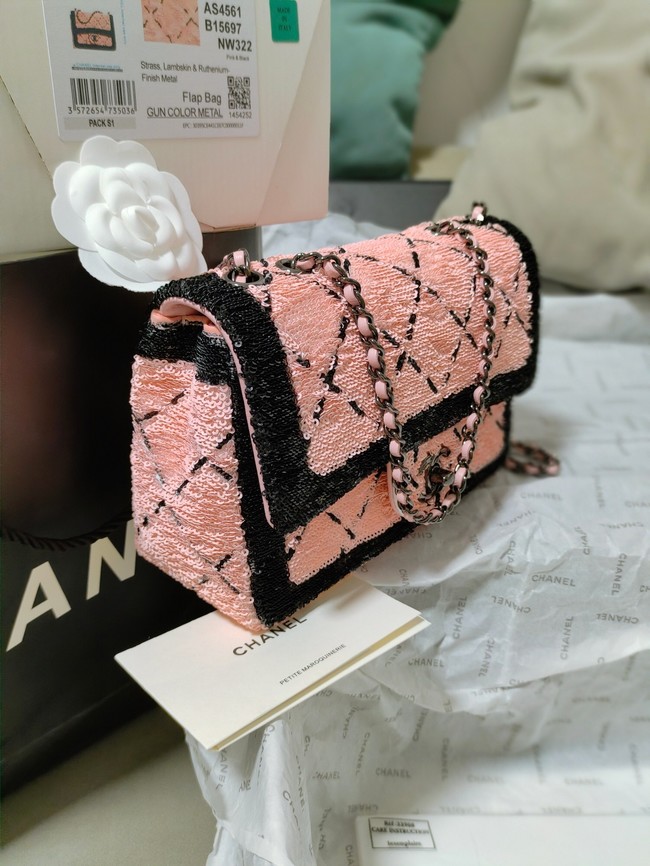 Chanel Tweed CLUTCH WITH CHAIN AS3788 pink