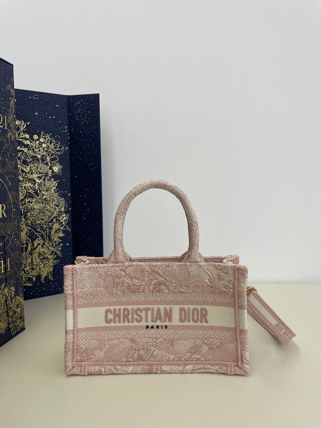 Mini Dior Book Tote Pink Toile de Jouy Reverse Embroidery S5573CR