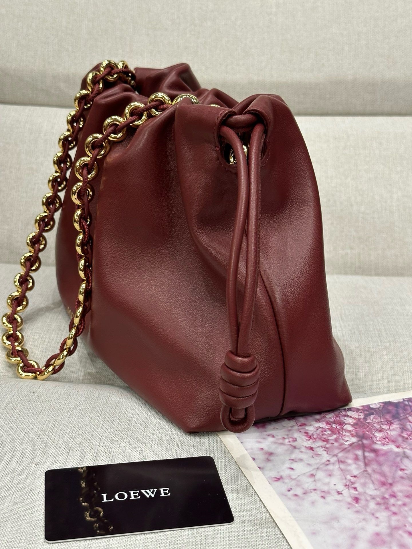 Loewe Napa Lamb Leather Flamenco Purse 80696 Burgundy