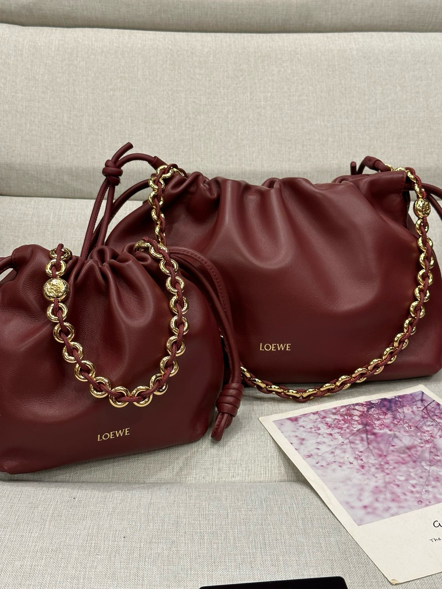 Loewe Napa Lamb Leather Flamenco Purse 80696 Burgundy