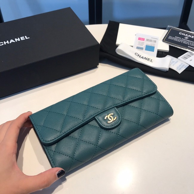 CHANEL FLAP WALLET 31505 Dark Green