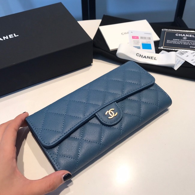 CHANEL FLAP WALLET 31505 Dark blue