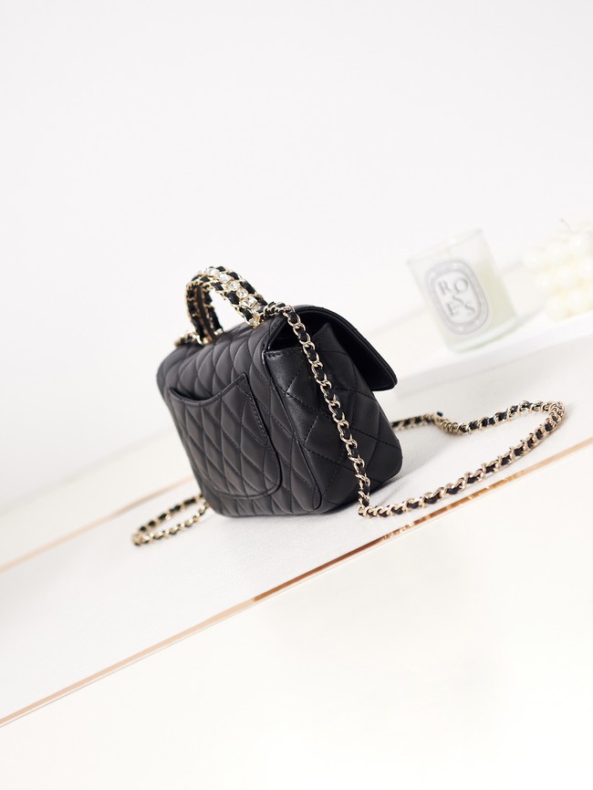 Chanel MINI FLAP BAG WITH TOP HANDLE AS4024 black