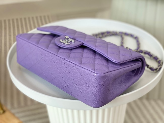 CHANEL CLASSIC 11.12 HANDBAG AS01112 Purple&Silver Metal