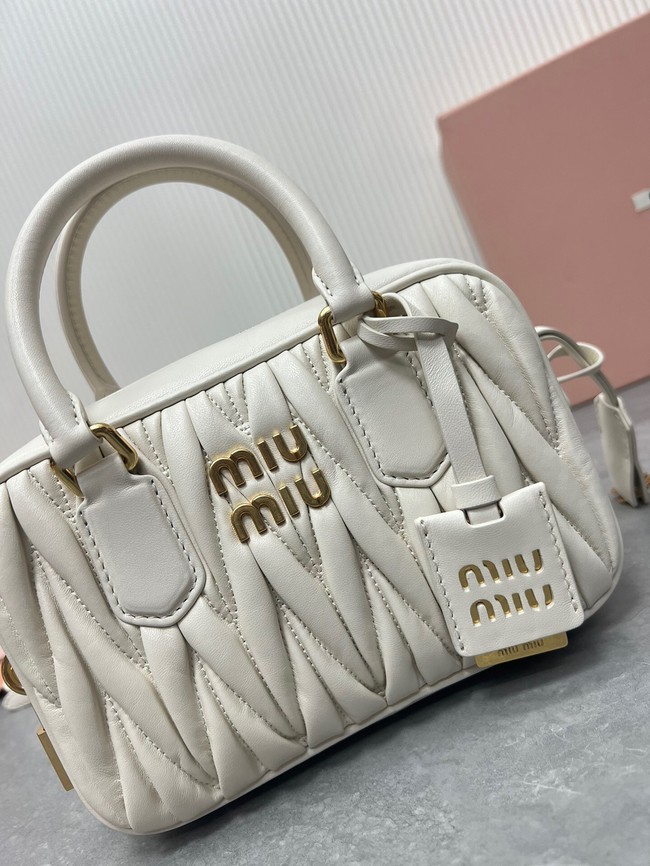 MIU MIU Original Leather Top Handle Bag 5BB123 white