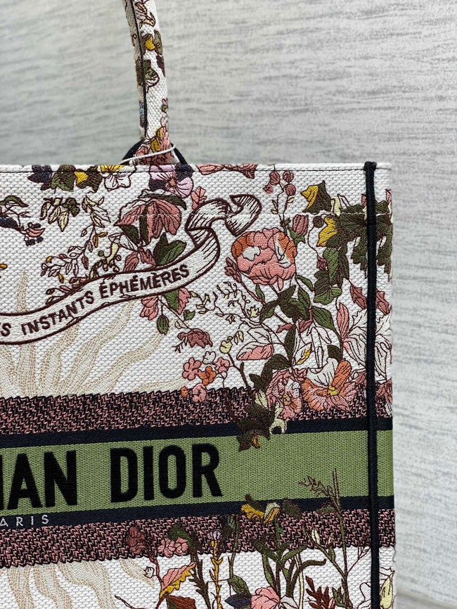 Large Dior Book Tote Ecru Multicolor Dior 4 Saisons Automne Soleil Embroidery M1286ZEB