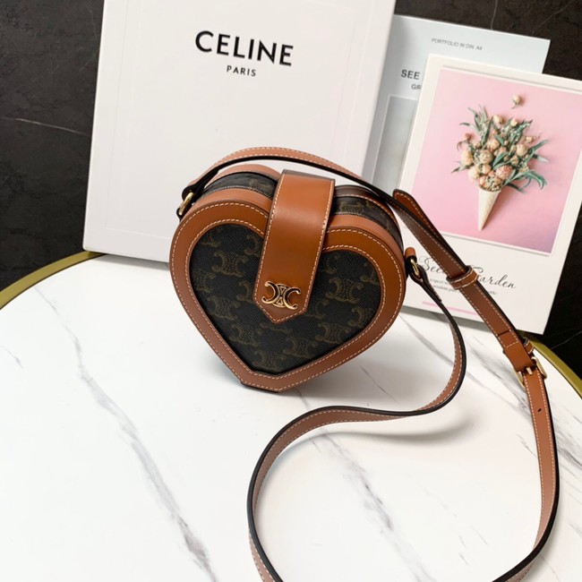 CELINE ENVELOPPE BAG IN TRIOMPHE CANVAS AND CALFSKIN 198212 TAN