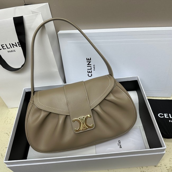 CELINE MEDIUM POLLY BAG IN SUPPLE CALFSKIN 115633 BROWN SEPIA