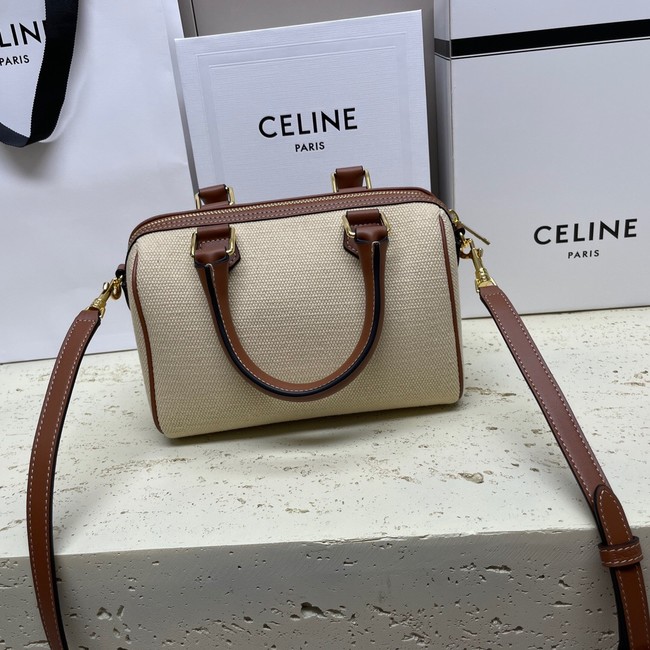 CELINE SMALL BOSTON IN SMOOTH CALFSKIN 113773 NATURAL & TAN