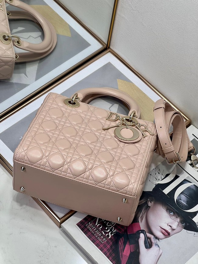 Medium Lady Dior Bag Cannage Lambskin M0565ON Powder Pink