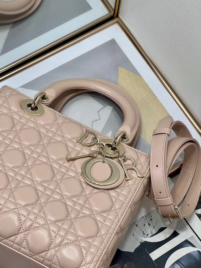 Medium Lady Dior Bag Cannage Lambskin M0565ON Powder Pink