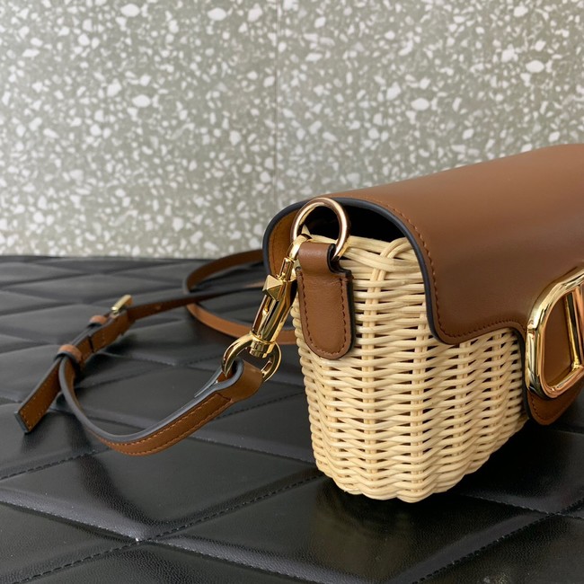 VALENTINO Small Woven Shoulder Bag 5055 brown