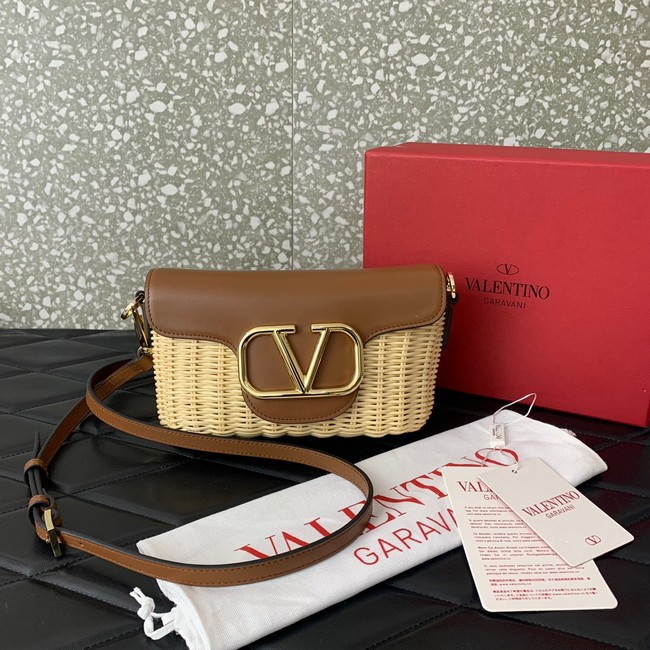 VALENTINO Small Woven Shoulder Bag 5055 brown