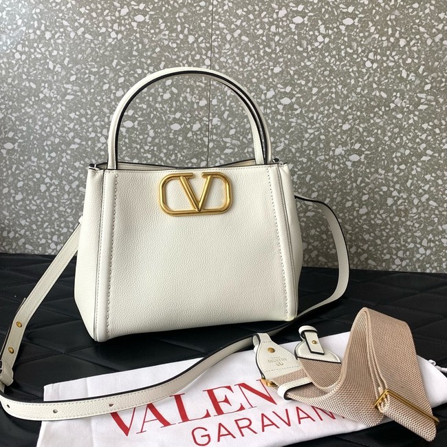   VALENTINO Alltime medium grain calfskin bag B0Q18 white