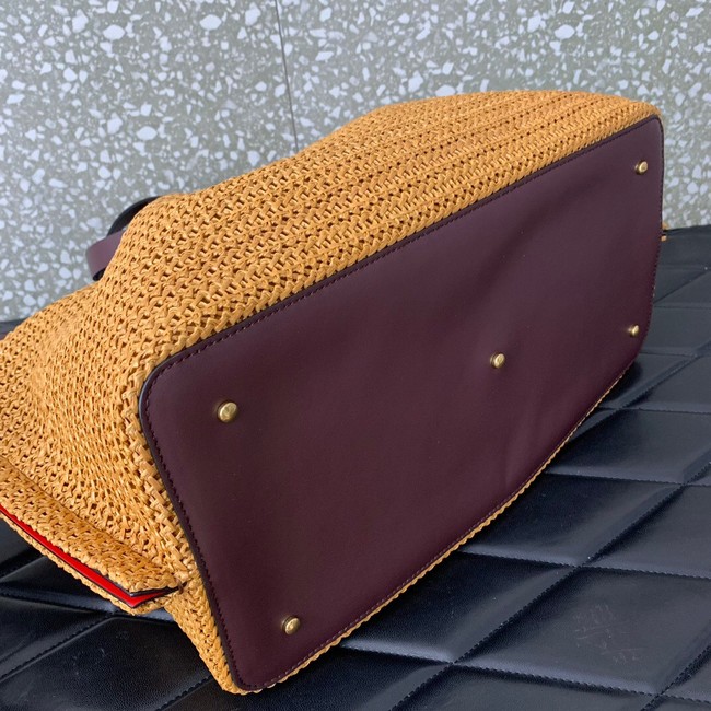 VALENTINO Medium RAFFIA MACRAME Shoulder Bag 0330L brown
