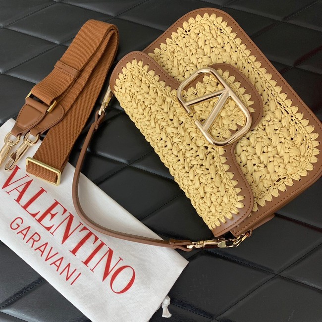 VALENTINO Medium RAFFIA MACRAME Shoulder Bag 0356 brown