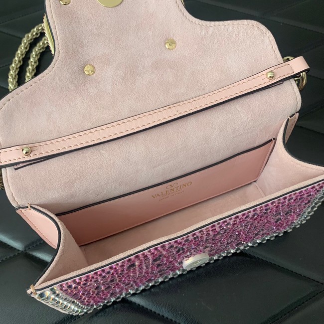 VALENTINO Super Mini Loco imitation crystal chain bag WP0Z28 pink