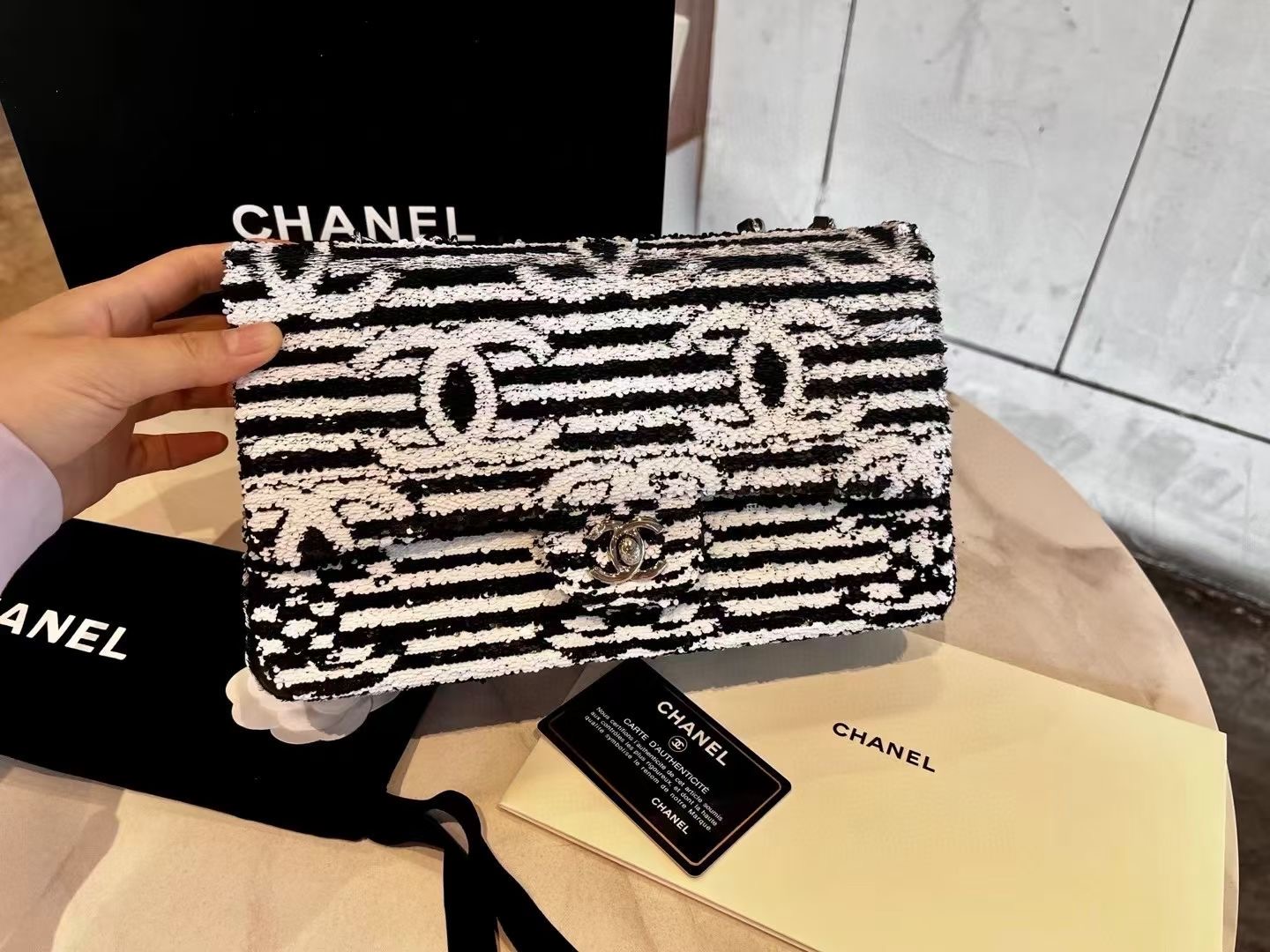 CHANEL SMALL FLAP BAG AS4561 Black & White