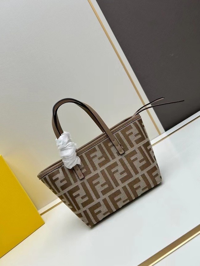 Fendi mini FF jacquard fabric and leather bag F3671 gray