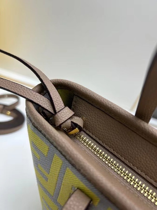 Fendi mini FF jacquard fabric and leather bag F3671 yellow