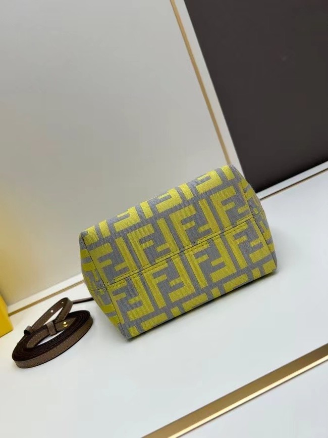 Fendi mini FF jacquard fabric and leather bag F3671 yellow