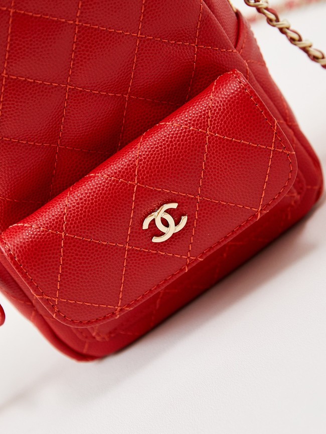 Chanel MINI BACKPACK AP3753 Grained Calfskin & Gold-Tone Metal red