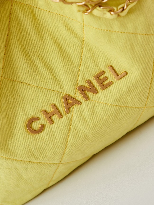 CHANEL 22 HANDBAG Fabric AS3260 yellow