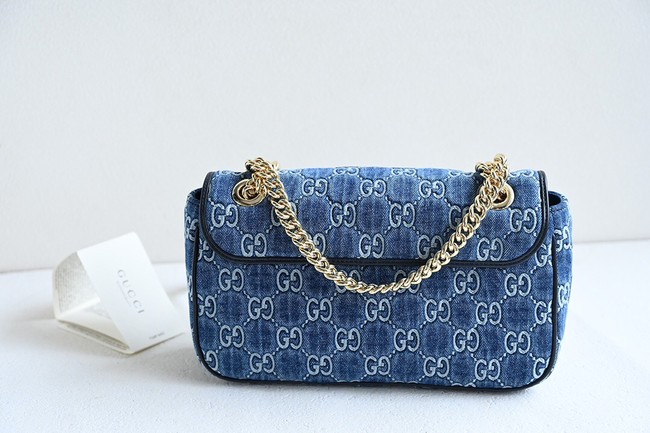 Gucci GG MARMONT SMALL SHOULDER BAG 443497 Blue GG denim