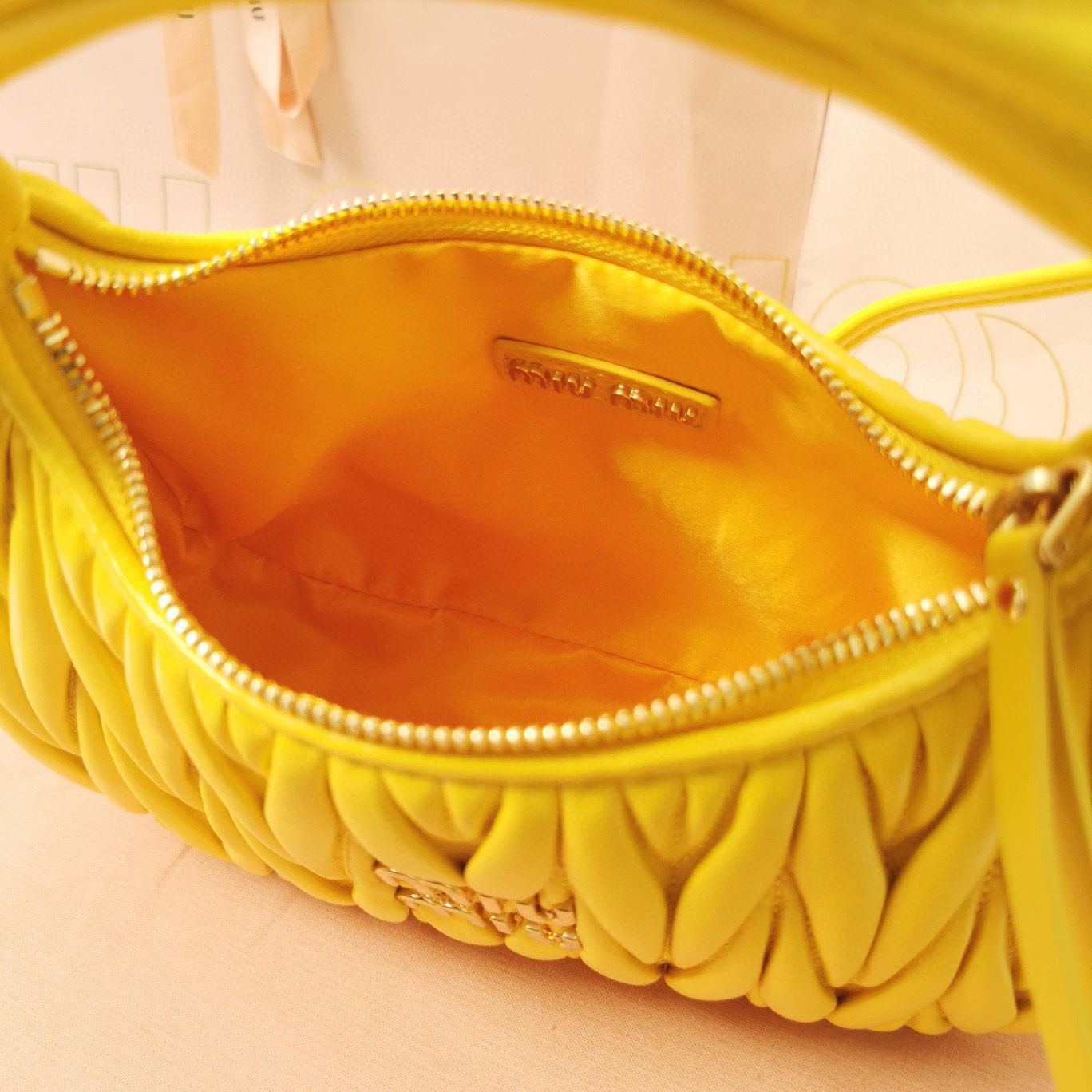 Miu Miu Wander Matelasse Original Sheepskin Bag 5BC125 Yellow