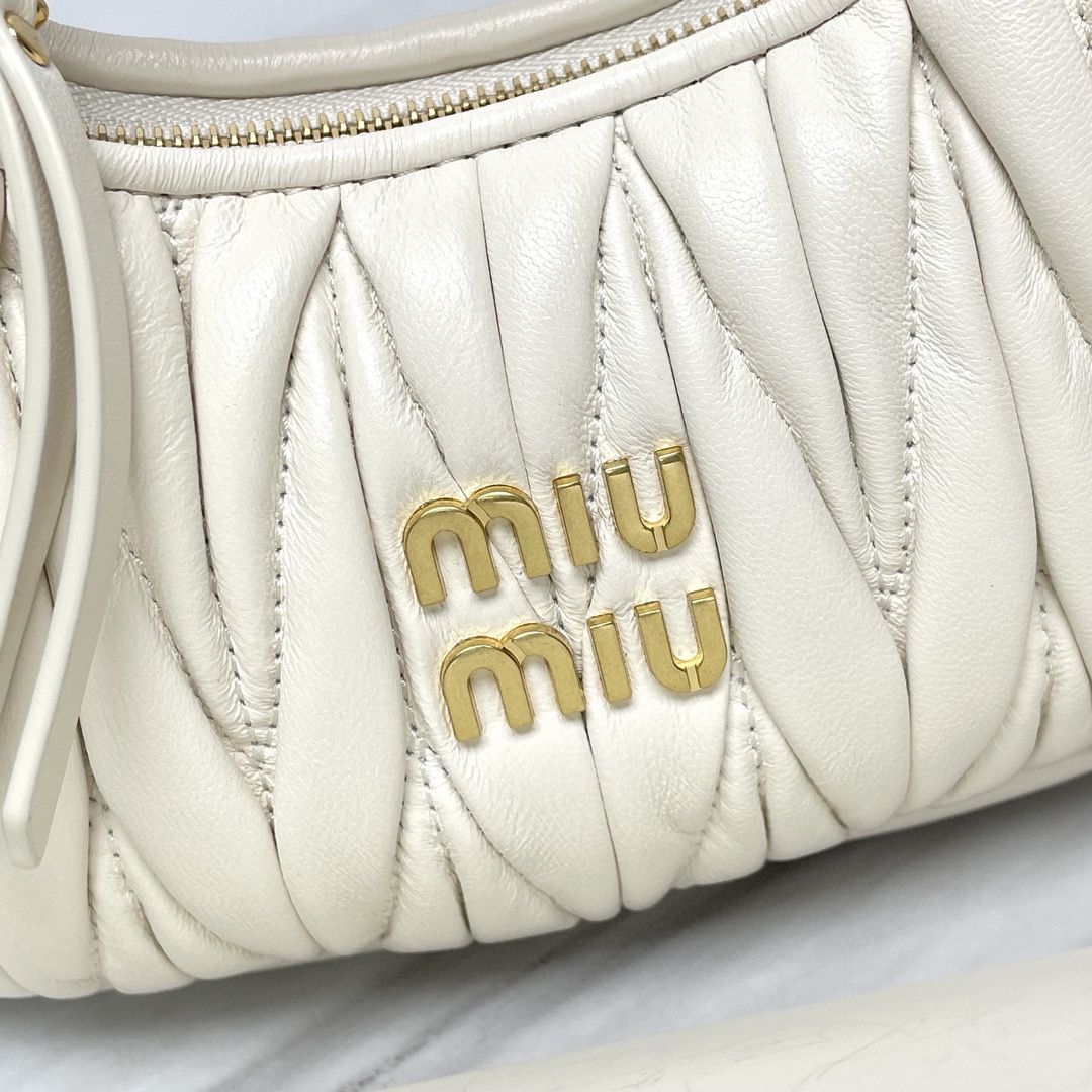 Miu Miu Wander Matelasse Original Sheepskin Mini Bag 5BP078 White
