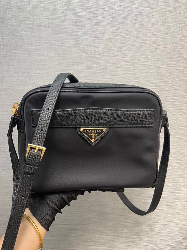 Prada Re-Nylon and brushed leather shoulder bag 1BH218 black