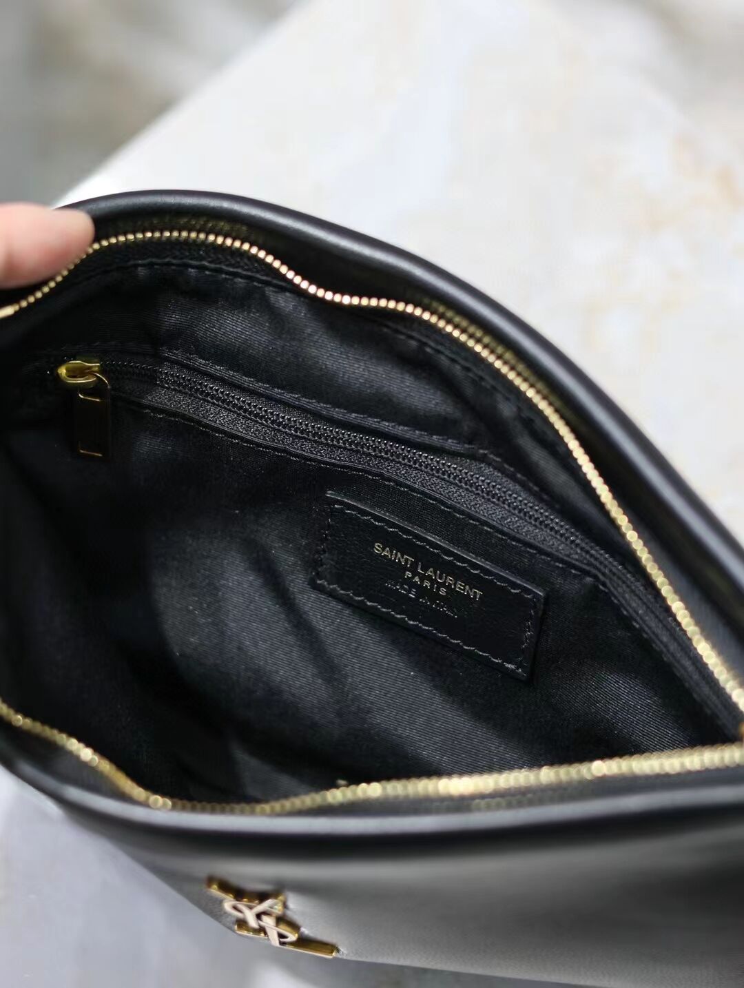 SAINT LAURENT CALYPSO SMALL POUCH IN LAMBSKIN 765025 black